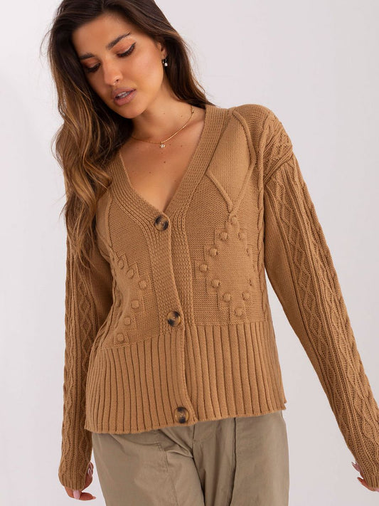 Button-Up Heart Neck Cardigan