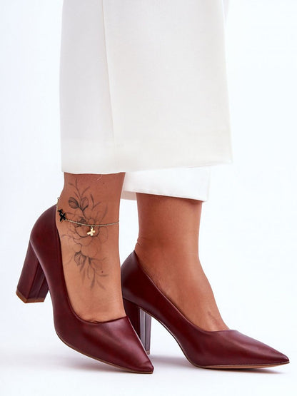 Stylish Block Heel Eco Leather Pumps