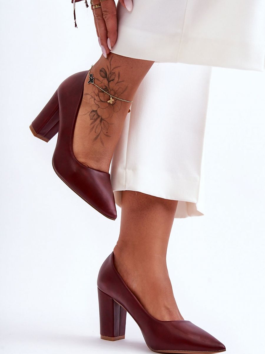 Stylish Block Heel Eco Leather Pumps