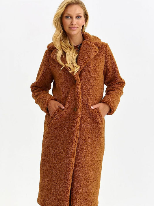 Charming Women's Knee-Length Coat with Teddy Bear Detail