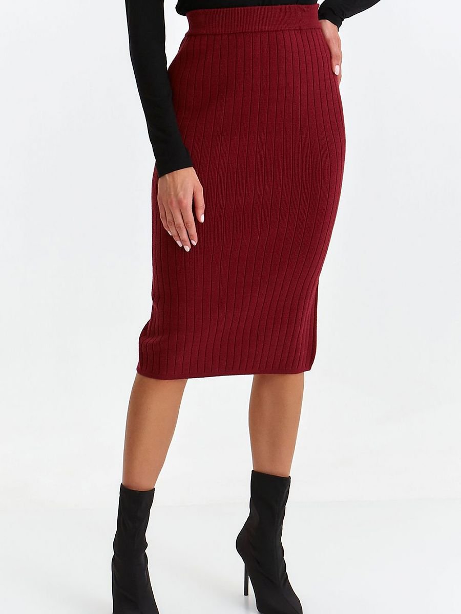 Elegant Ribbed Knit Pencil Skirt