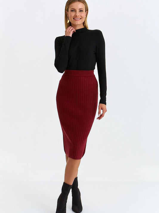 Elegant Ribbed Knit Pencil Skirt