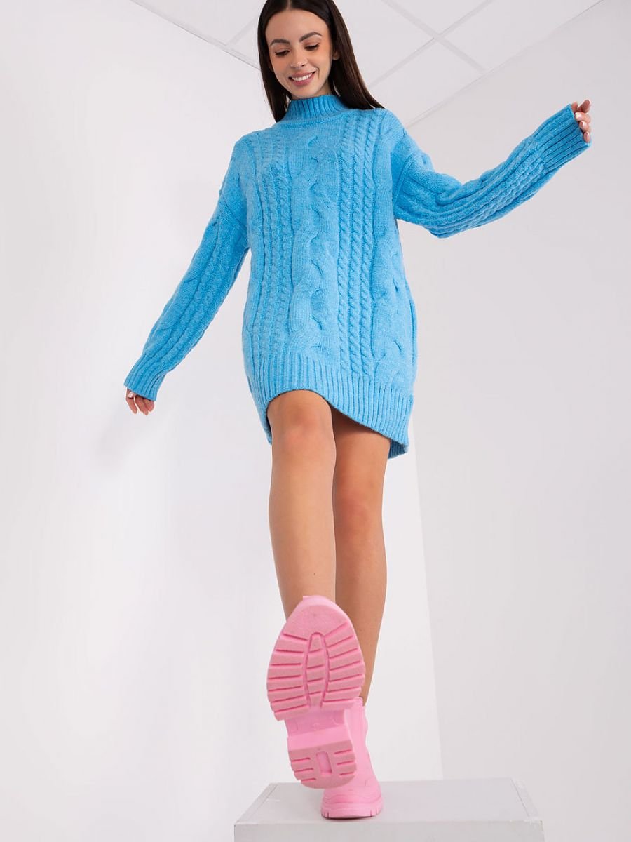 Long Jumper AT: Oversized Turtleneck Knit Dress