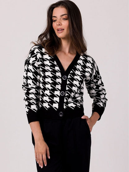 Cardigan in Pepit Pattern Knit