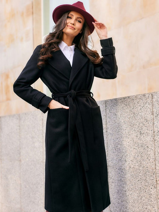 Elegant Belted Wool Coat by Roco Fashion