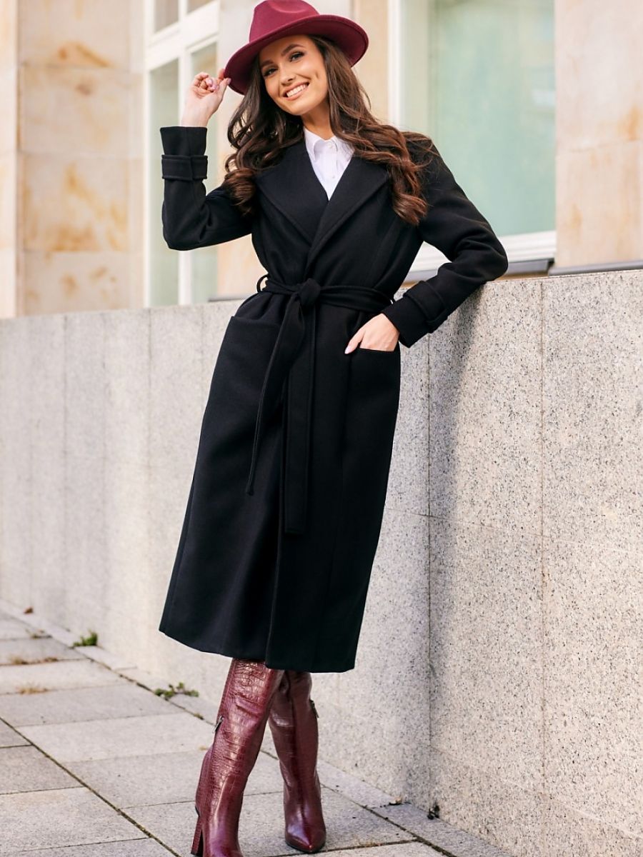 Elegant Belted Wool Coat by Roco Fashion