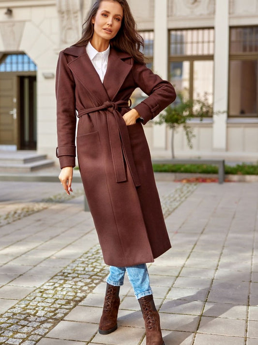 Chic Belted Wool Coat by Roco Fashion