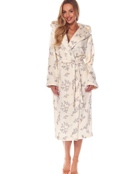 Luxurious Printed Hooded Bathrobe with Pockets and Belt