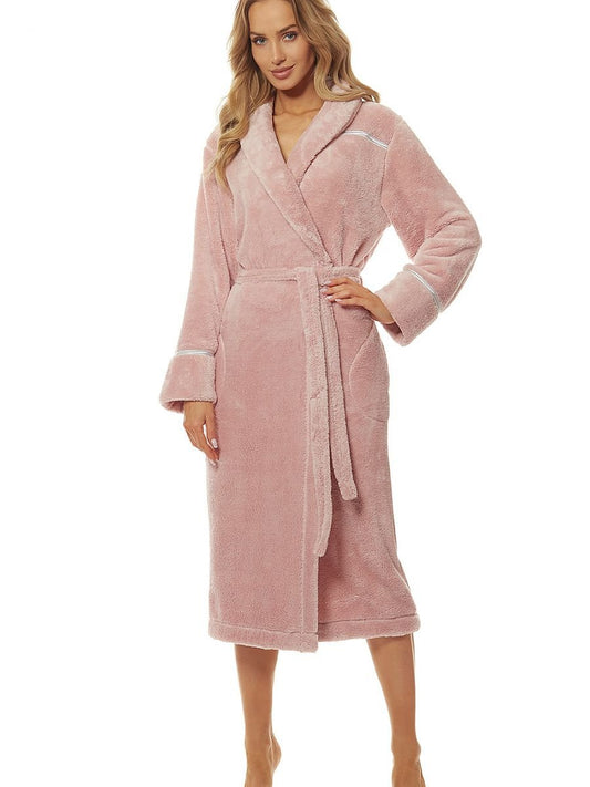 L&L Collection Elegant Satin Piping Long Bathrobe