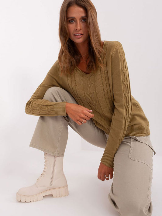 Jumper AT: Women's Cotton Sweater with Variegated Texture