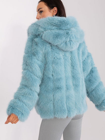 Fur Hooded Jacket with Practical Pockets and Lining