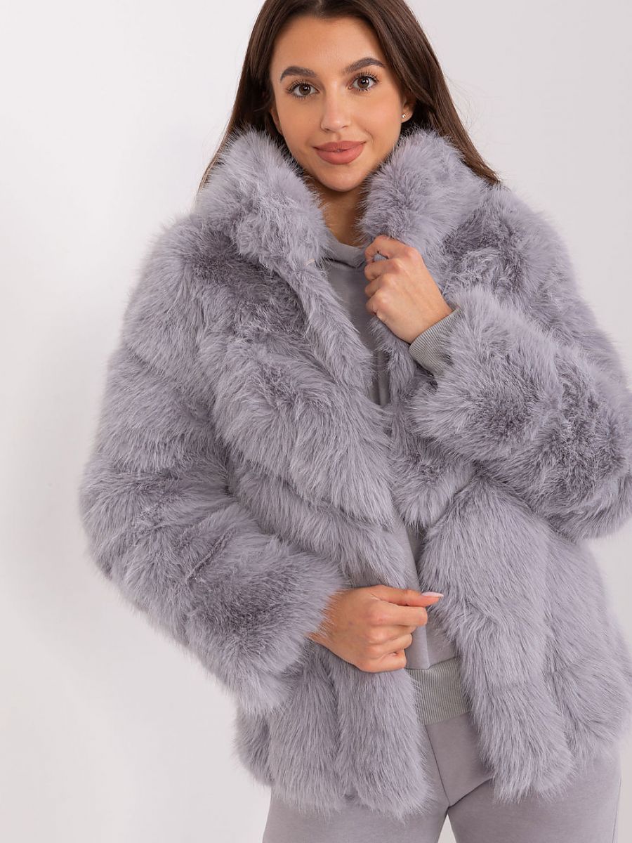 Fur Hooded Jacket with Pockets