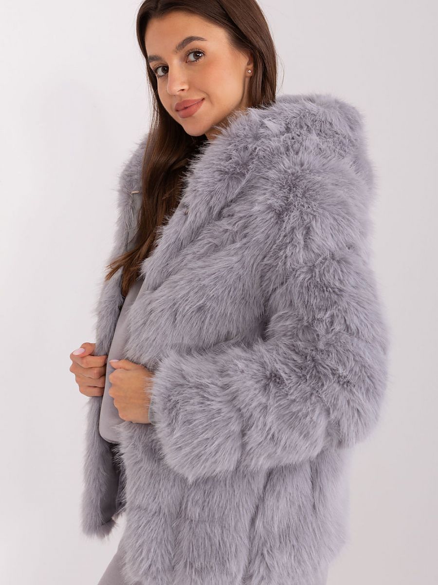 Fur Hooded Jacket with Pockets