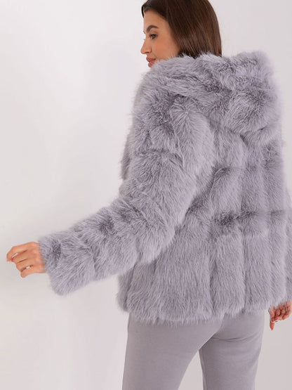 Fur Hooded Jacket with Pockets