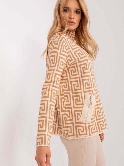 Jumper AT: Versatile Women's Geometric Patterned Jumper