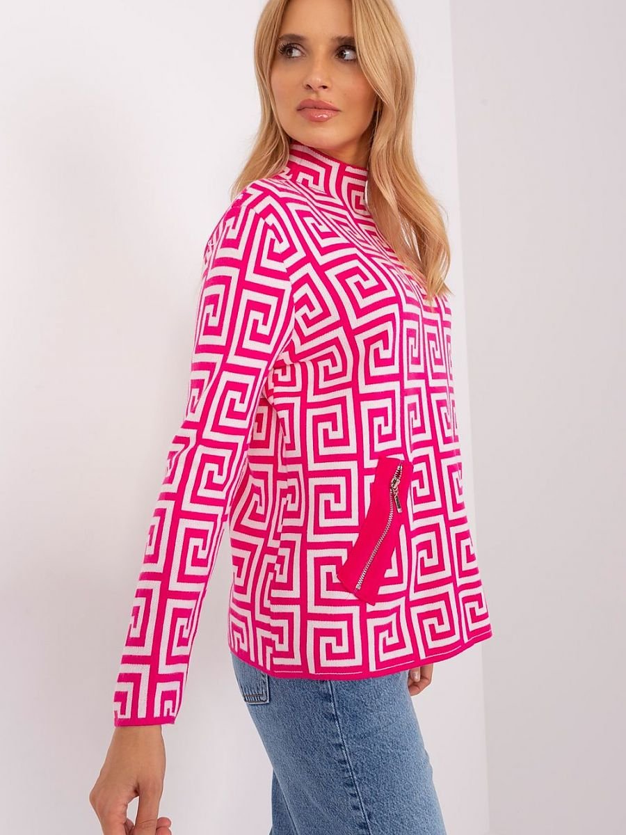 Jumper AT: Geometric Patterned Women's Jumper with Zippered Pockets