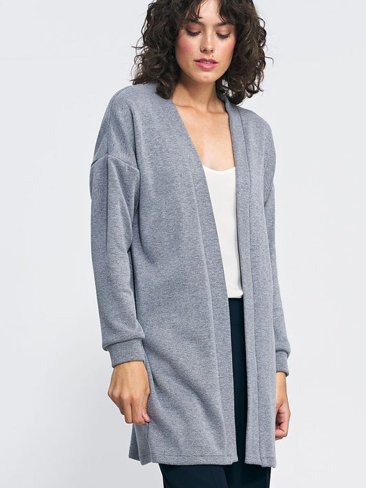 Open-Front Cardigan Nife: Stylish Grey Knit Cardigan