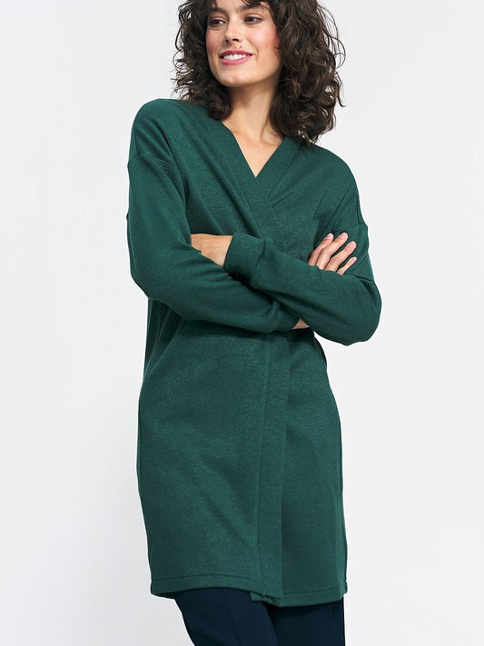 Nife Green Knitted Comfort Wrap Cardigan